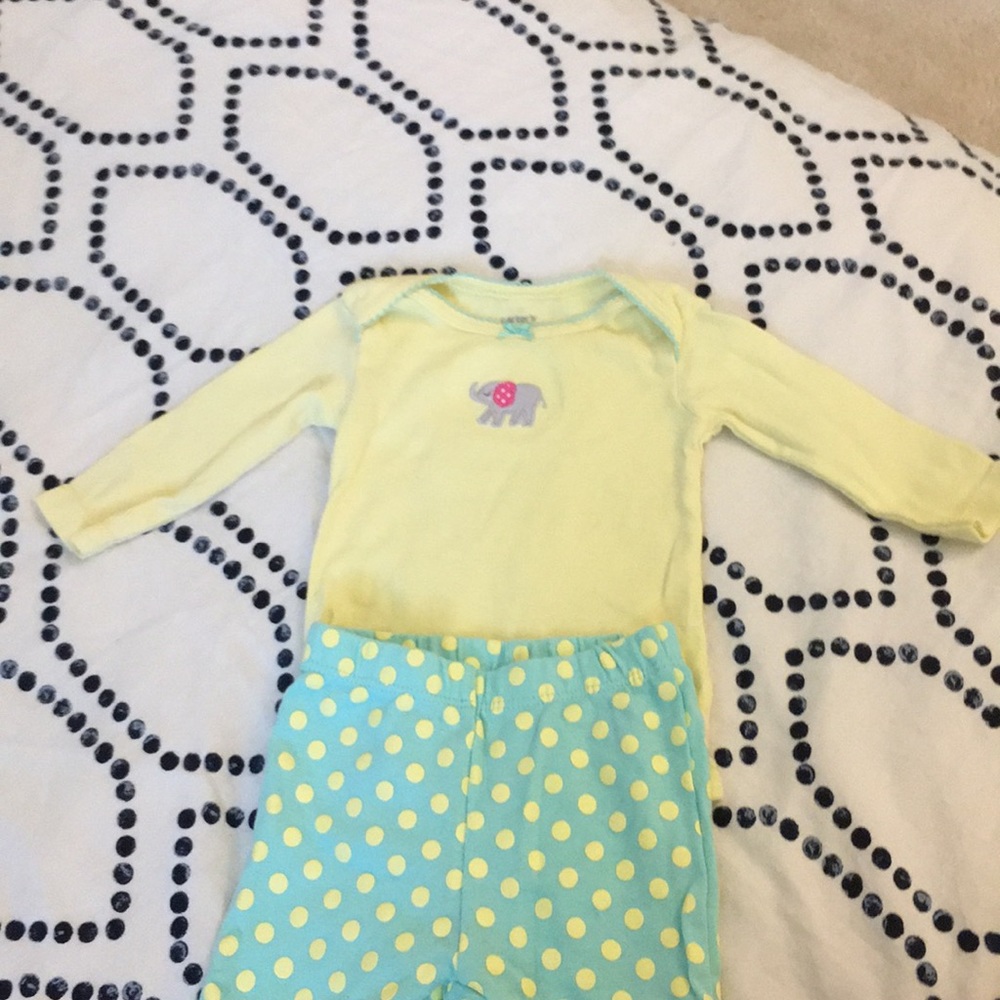 3 month cute elephant polka dot set